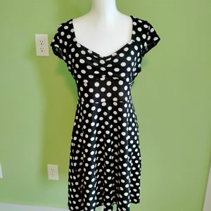 Sourpuss black and white polka dot stretch dress